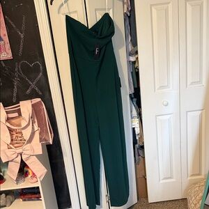 Lulu's Forest Green Strapless Jumpsuit